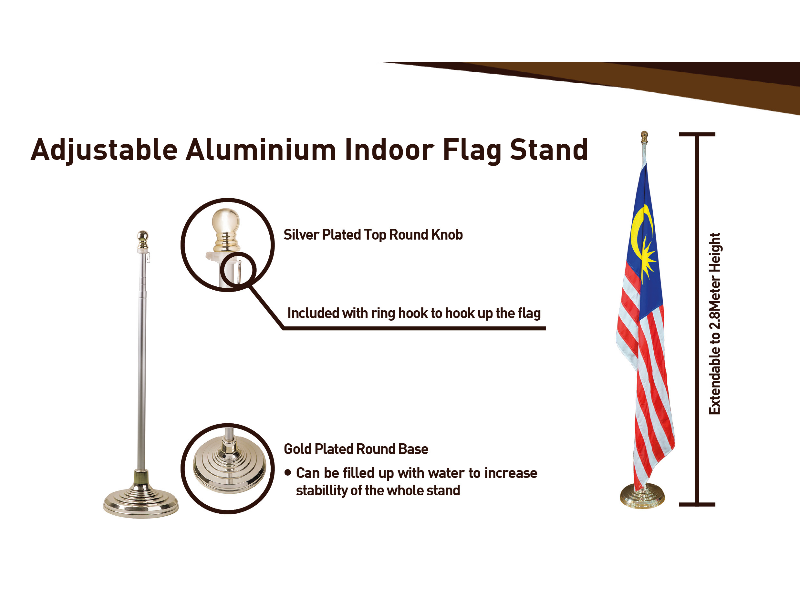 2.8 metres Adjustable Aluminium Indoor Flag Stand
